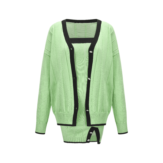 As If It's Your Last-green knitted cardigan & dress matching set