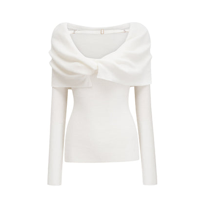 Ava knitted strapless long-sleeve top