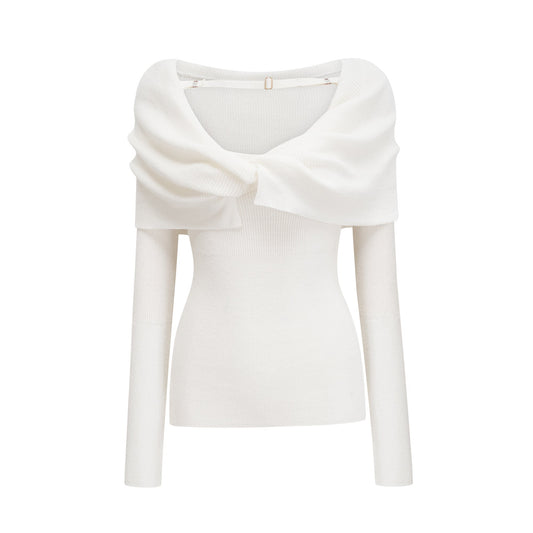 Ava knitted strapless long-sleeve top