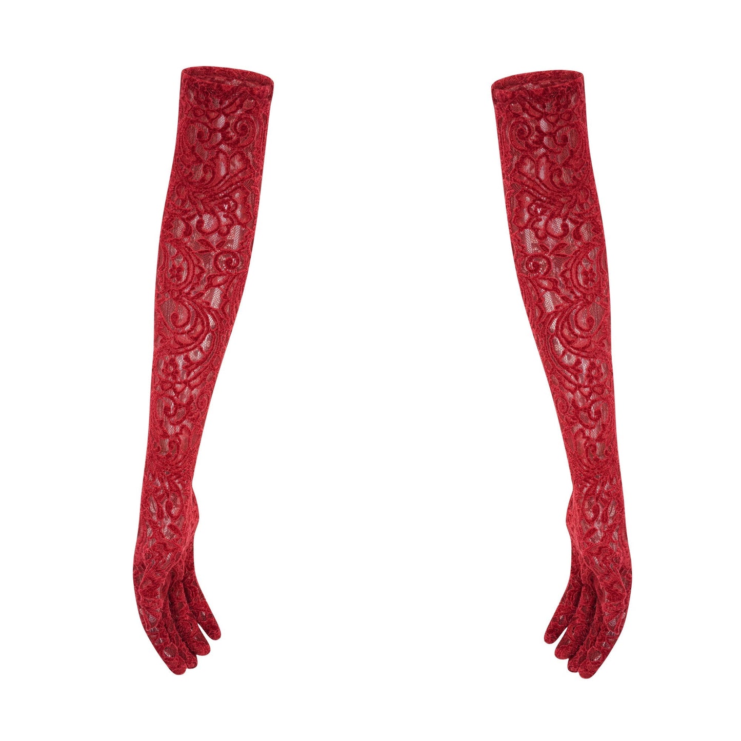 Belle red embellished midi dress (with gloves)