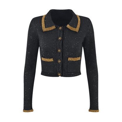 Blandine black sequin jacket & skirt matching set