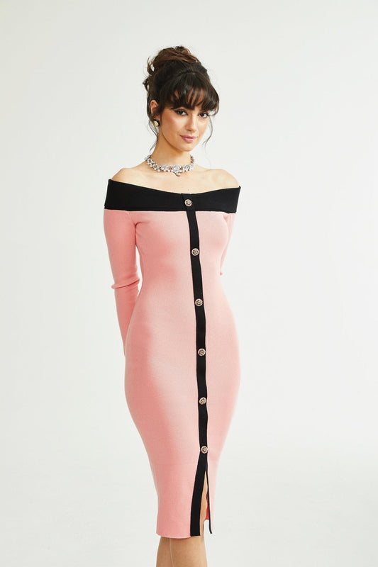 Carine pink midi dress