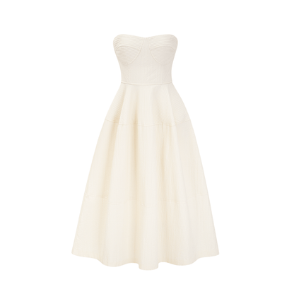 Cortny bustier-style pleated midi dress