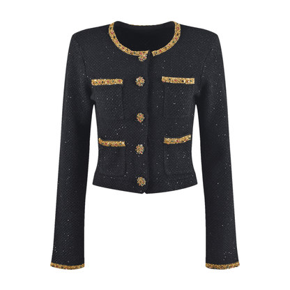 Ariane black sequined tweed jacket & skirt matching set