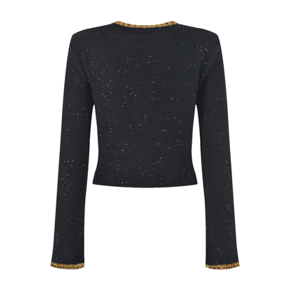 Ariane black sequined tweed jacket & skirt matching set