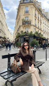 Maison Celie Chic Fur-Collar Wrap Coat