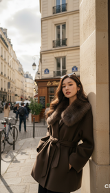 Maison Celie Chic Fur-Collar Wrap Coat