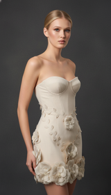 Maison Celie Ivory Blossom Couture Mini Dress