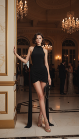Mozision Sleeveless Turtleneck Mini Dress