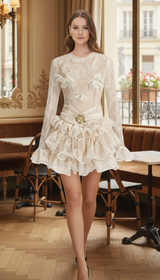Maison Celie unveils the Élise Lace Couture Ruffle Mini Dress