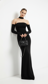 Celie Slim Hollow-Out Long Sleeve Strapless Dress