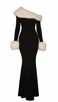 Evelyn Winter Faux-Fur Patchwork Maxi Dress