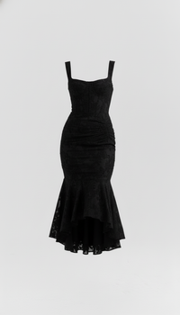 Black Jacquard Corset Maxi Dress