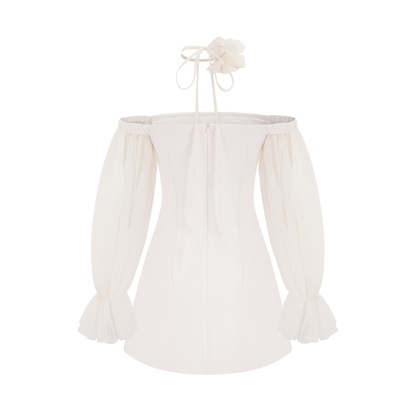 Genoveffa white flower strap mini dress
