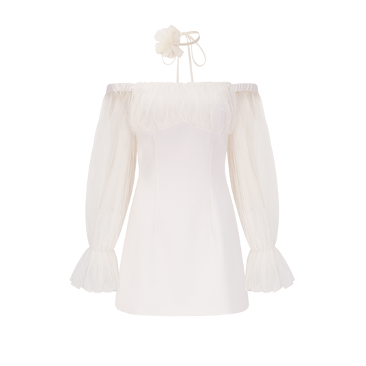 Genoveffa white flower strap mini dress