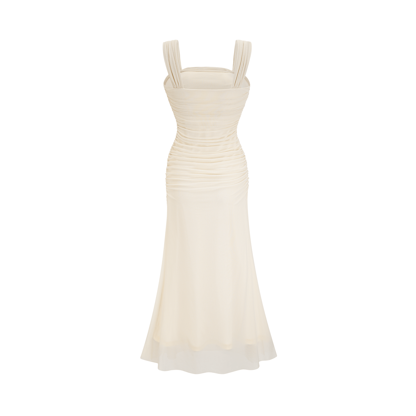 Giulia white mesh pleated midi dress