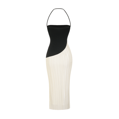 Giverny halterneck fitted midi dress