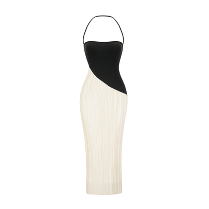 Giverny halterneck fitted midi dress
