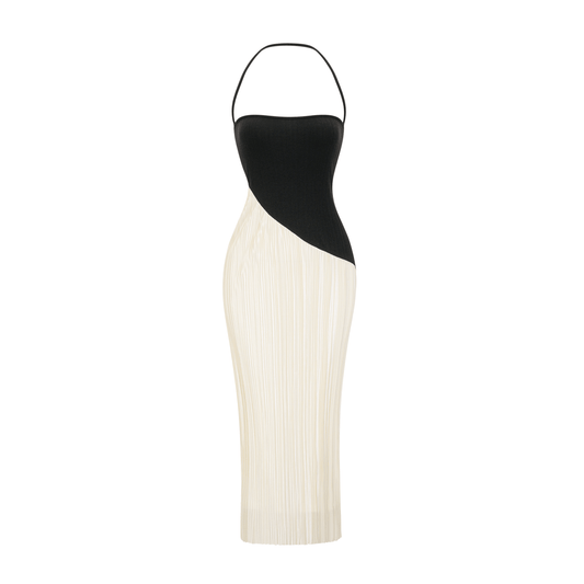 Giverny halterneck fitted midi dress