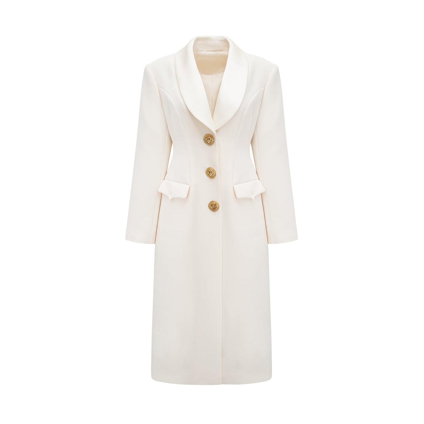 Illyria white single-breasted long coat
