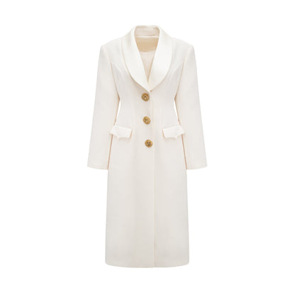 Illyria white single-breasted long coat