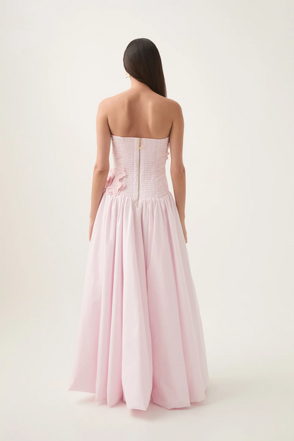 Coleka Floral Appliqué Strapless Maxi Dress