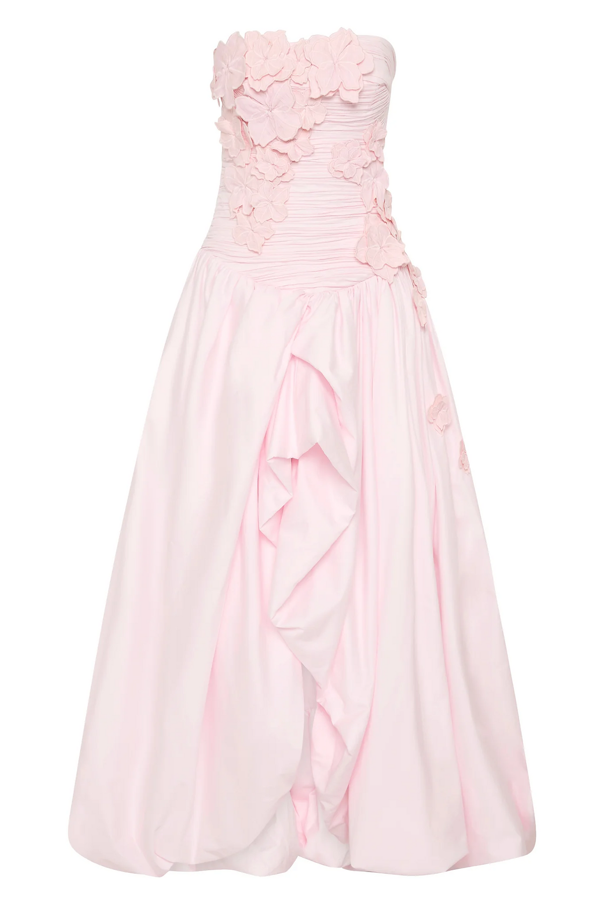 Coleka Floral Appliqué Strapless Maxi Dress