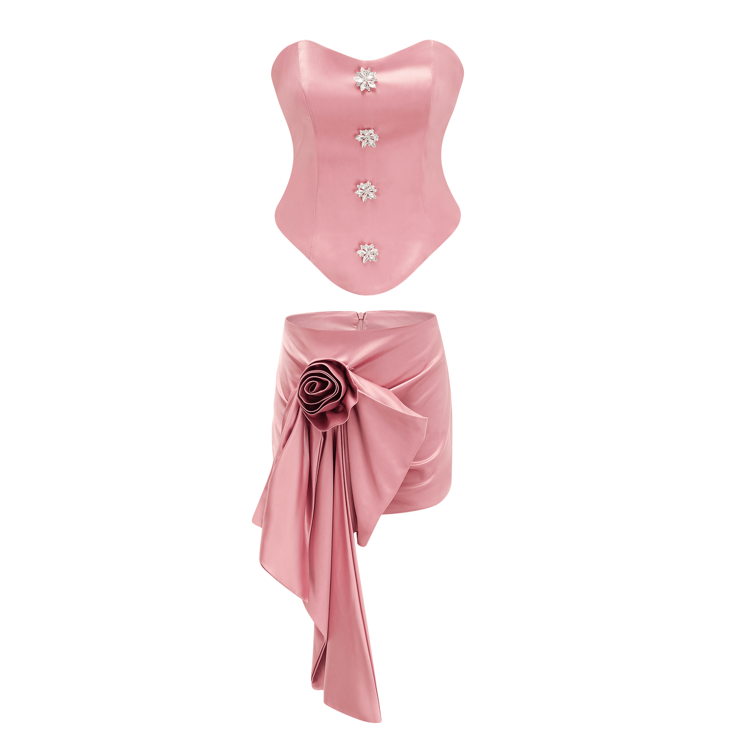 Iris embellished crop top & skirt matching set