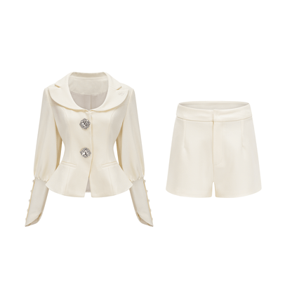 Iselin crystal-embellished jacket & shorts matching set