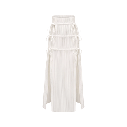 Milisent slitte drawstring pleated maxi skirt