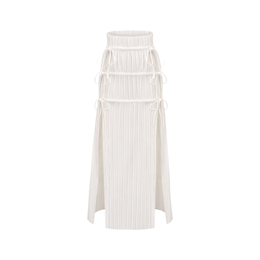 Milisent slitte drawstring pleated maxi skirt