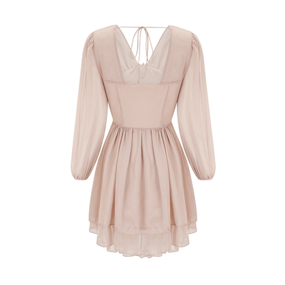 Kordney pink layered ruffled long-sleeve mini dress