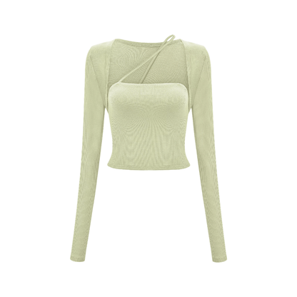 Leave the Door Open-scoop-neck spaghetti detail top