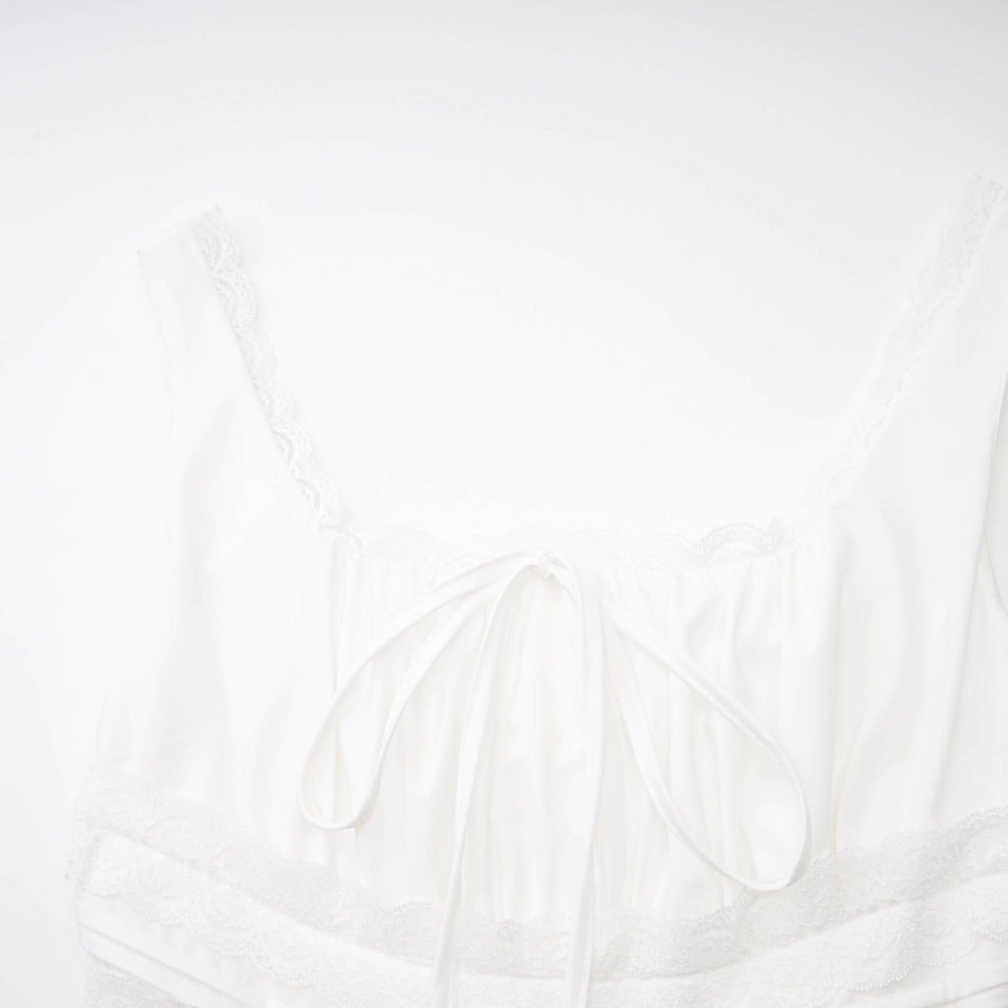 Leiana white pleated lace straps dress
