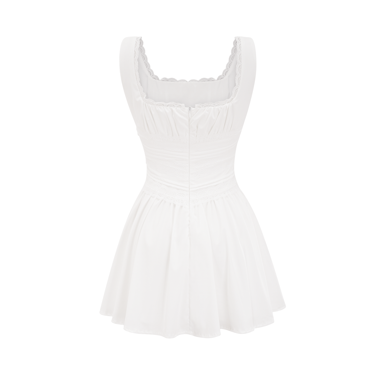 Leiana white pleated lace straps dress