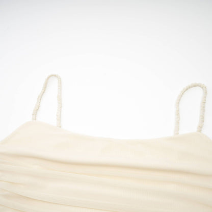 Lucia gathered mesh midi dress