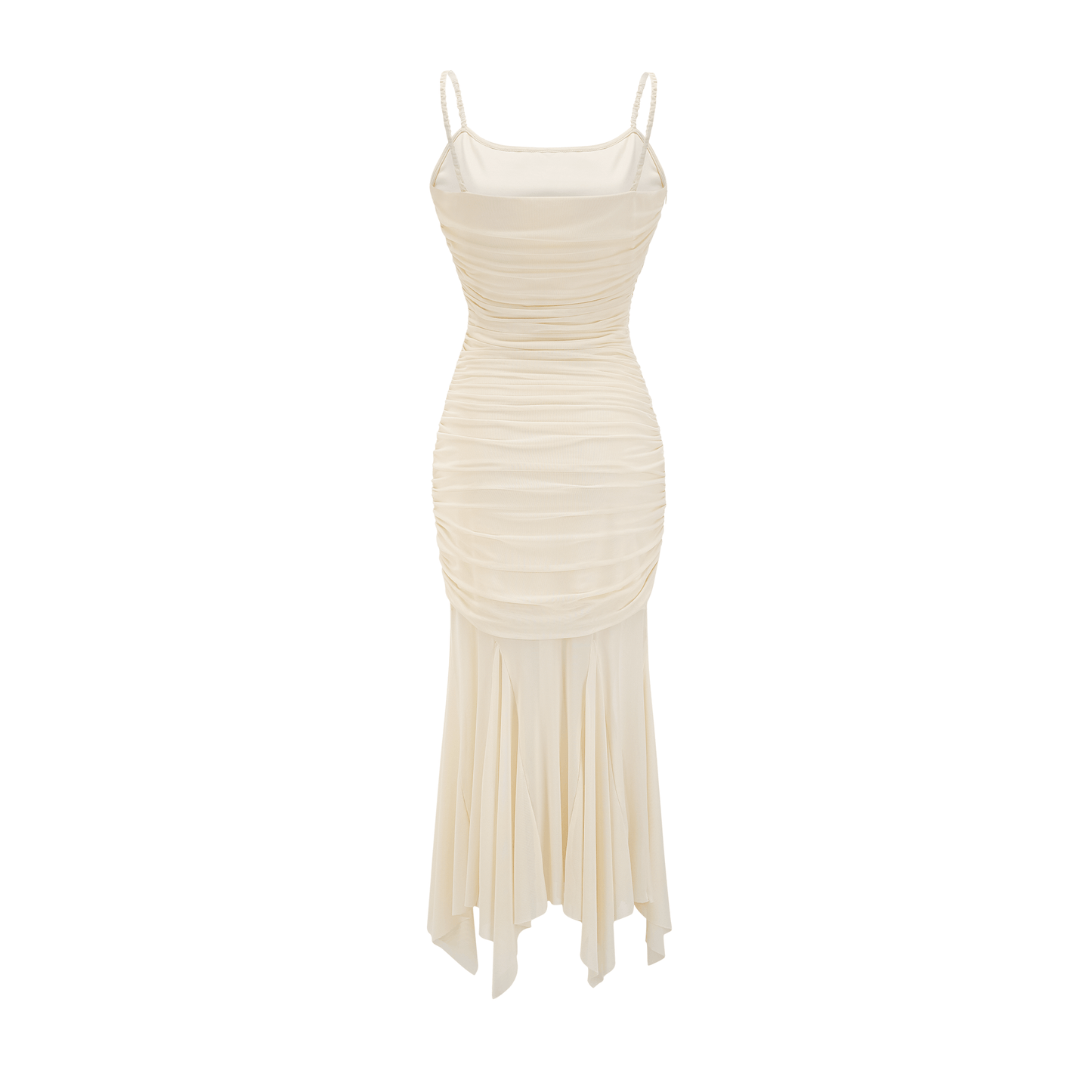Lucia gathered mesh midi dress