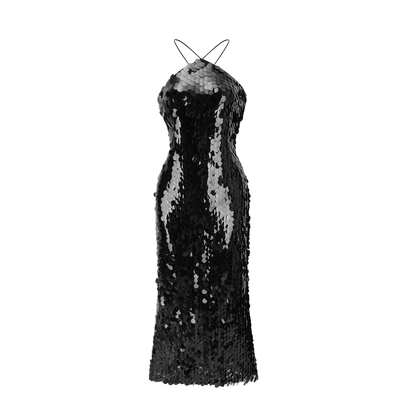 Lysandra black embellished midi dress