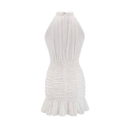 Marigold white halter floral hem dress