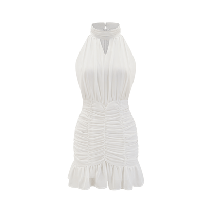 Marigold white halter floral hem dress