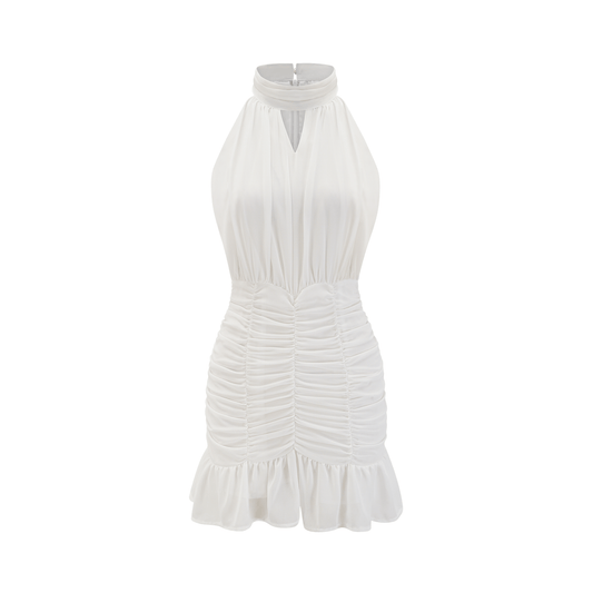 Marigold white halter floral hem dress