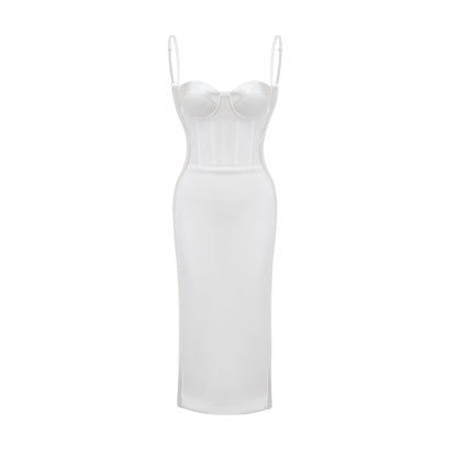 Muriel green bustier midi dress