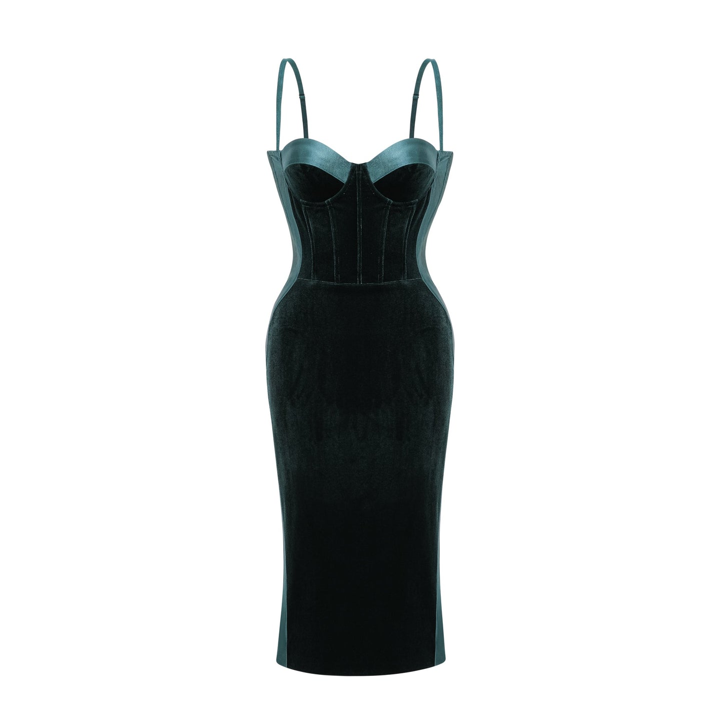 Muriel green bustier midi dress
