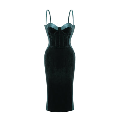 Muriel green bustier midi dress