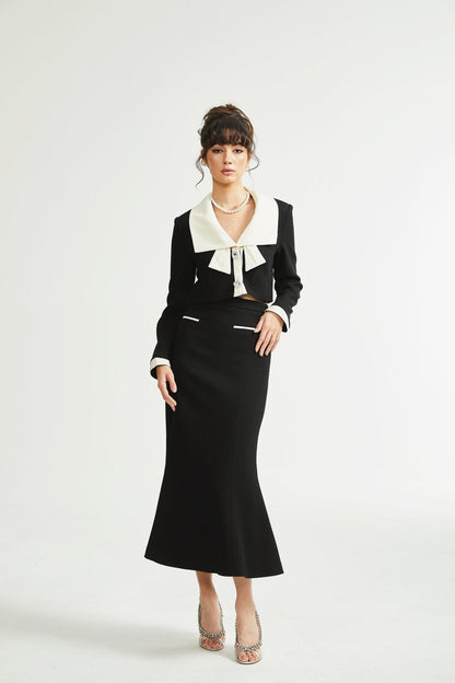 Odile black jacket & skirt matching set