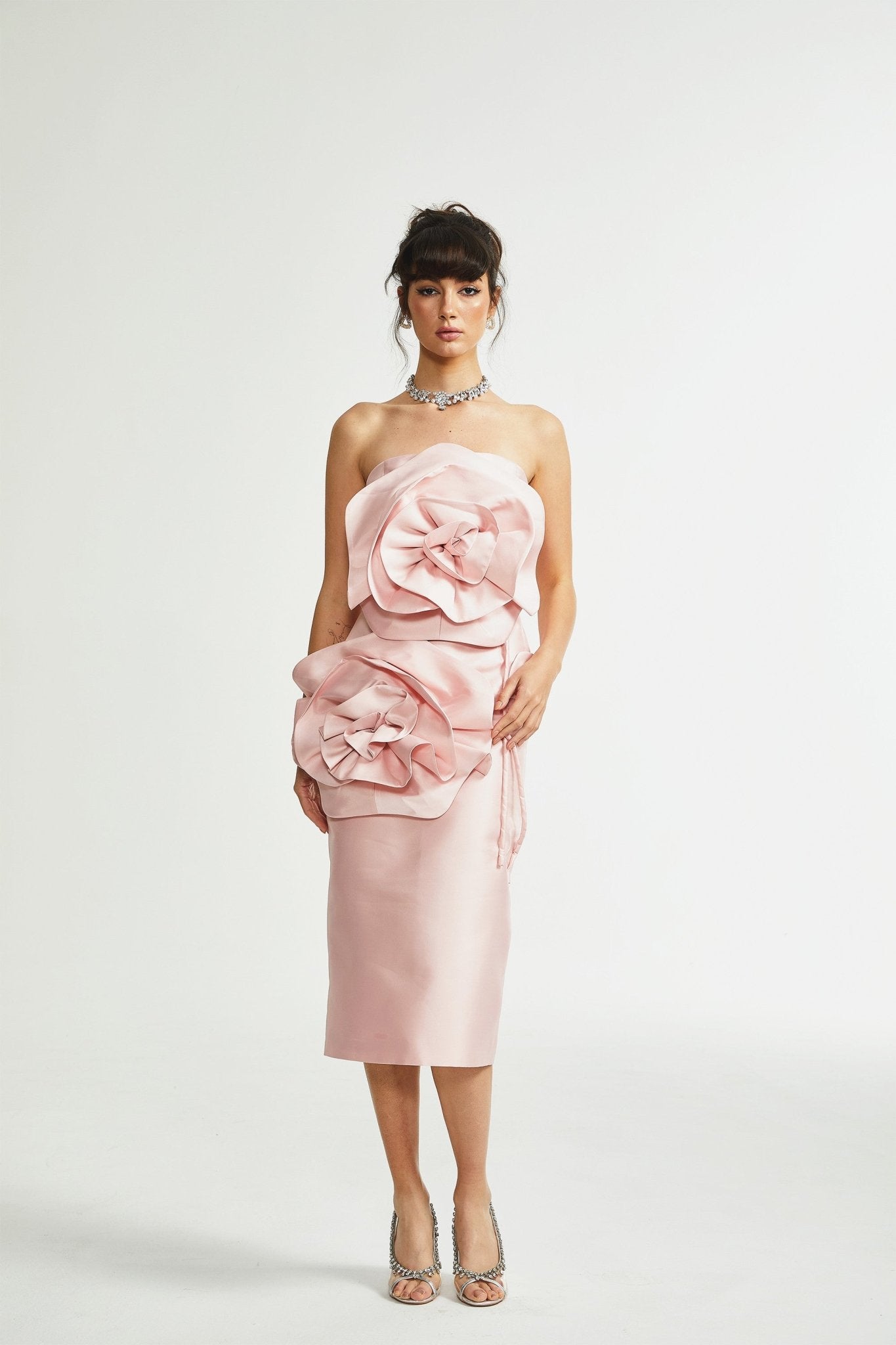 Pascale faux-flower midi dress