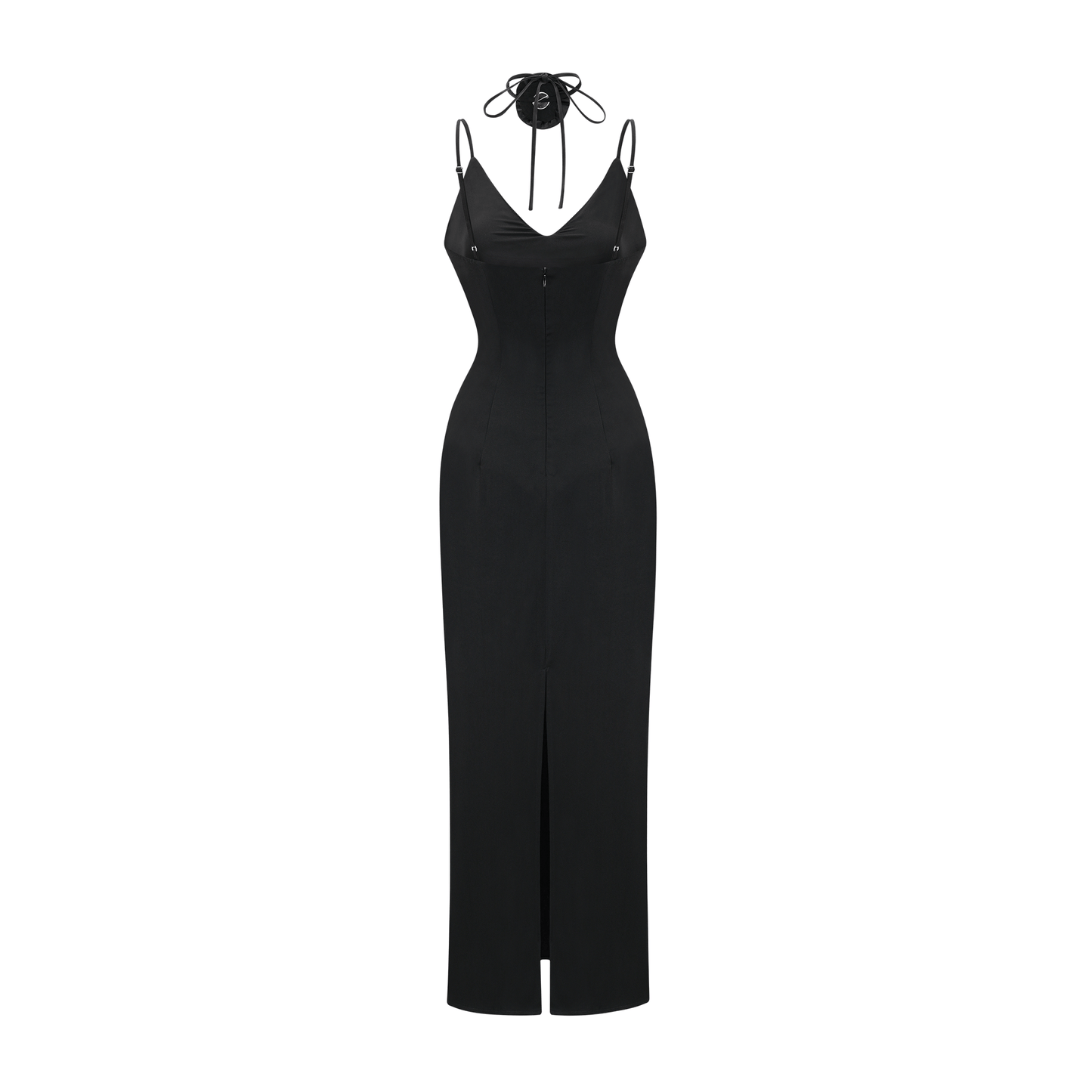 Reine black floral midi dress