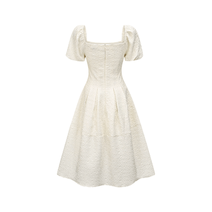 Puff-sleeve princess white dress
