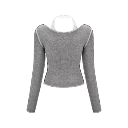 The Grey Mile-halterneck cropped sweatshirt