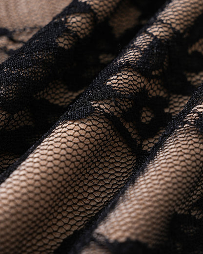 Black Lace Splicing Slip Maxi Dress